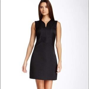 Ivy & Blu Split Neck Quilted Black Dress